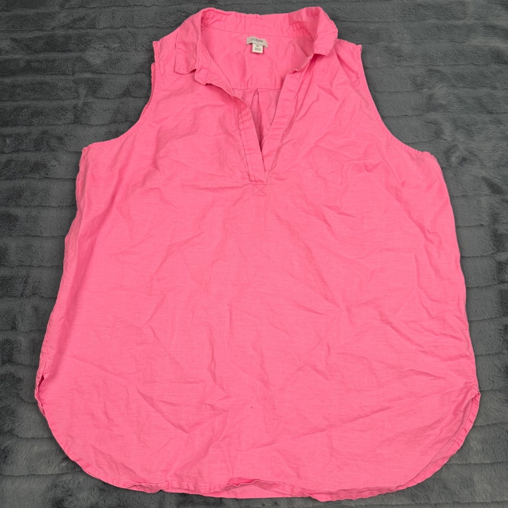J.Crew Womens XL Pink Linen Cotton Sleeveless V-Neck Tunic Top Shirt 15262